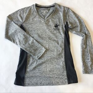 Beverly Hills Polo Club Athletic Long Sleeve Top Women's Large L Heathered Grey
